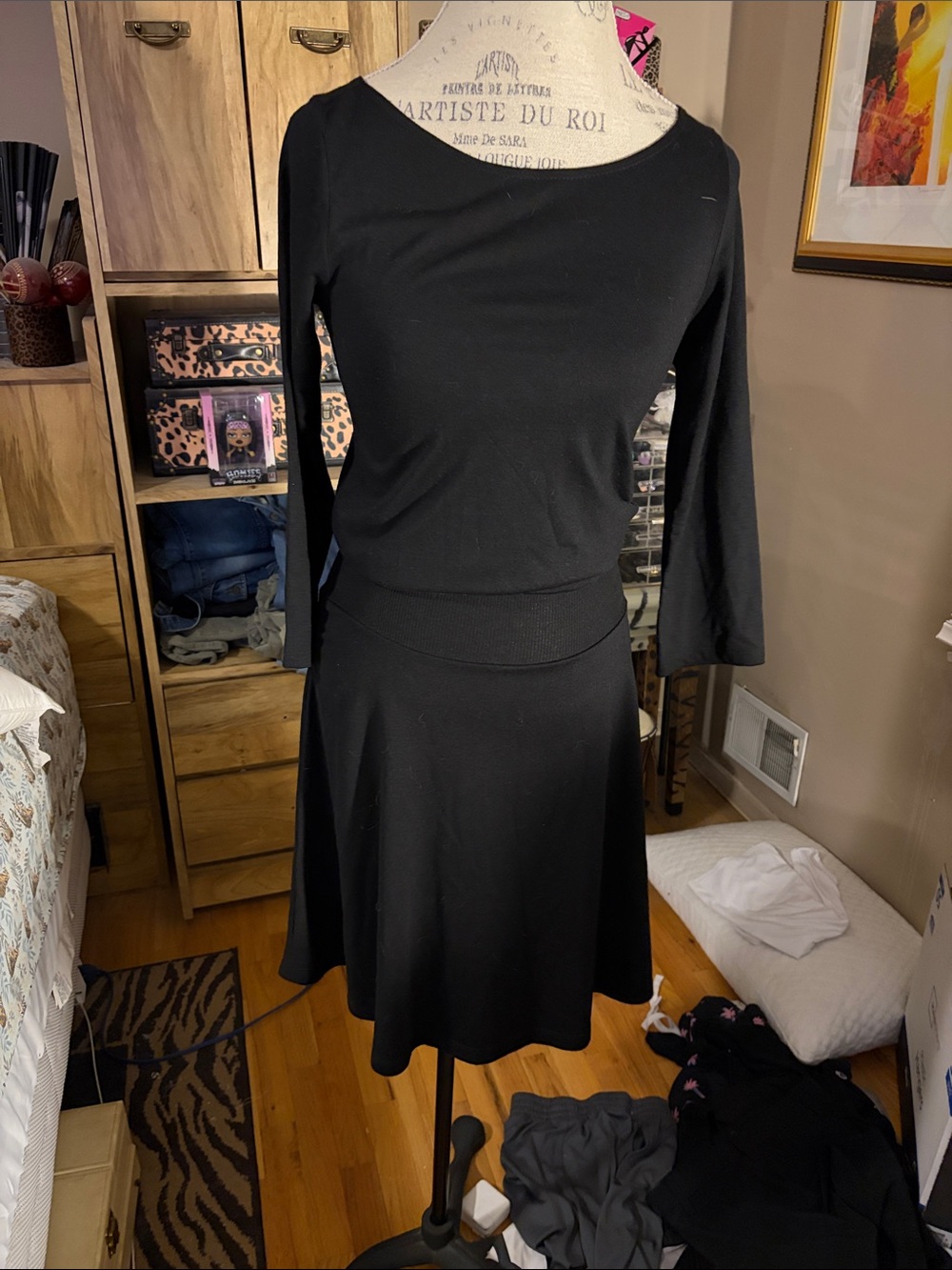 Planet Gold Black Women's Long-Sleeve Fit-and-Flare Dress - Small